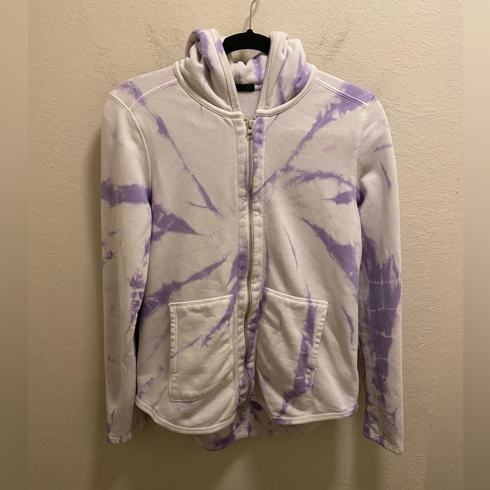 ATM Anthony Thomas Melillo Purple & White Tie Dye Zip Front Hoodie Size Small - Picture 2 of 10